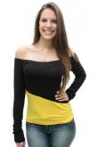 Blusa manga longa bicolor